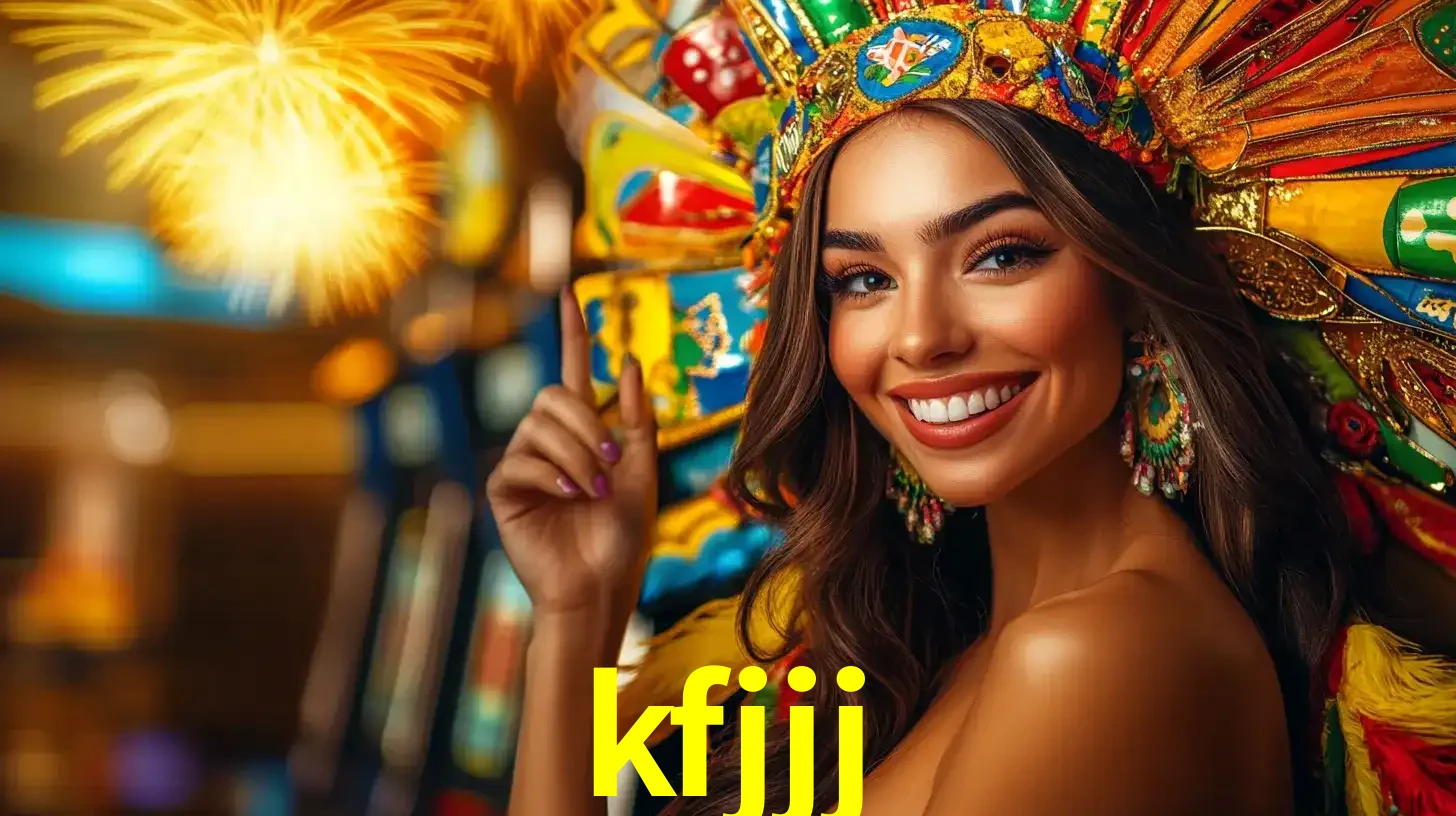 Mulher sorridente com um cocar de carnaval vibrante e colorido, celebrando uma grande vitória nos jogos do cassino kfjjj com fogos de artifício ao fundo.
