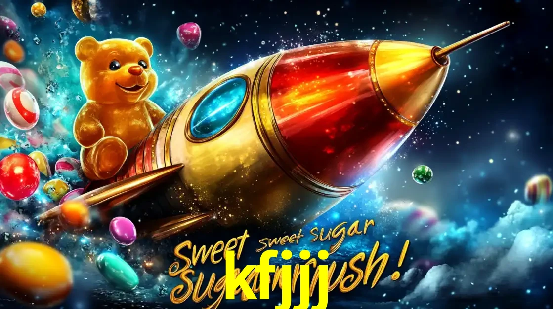 Arte promocional do jogo de slot Sugar Rush, com um urso de pelúcia em um foguete viajando pelo espaço de doces, um dos jogos divertidos disponíveis no cassino kfjjj.