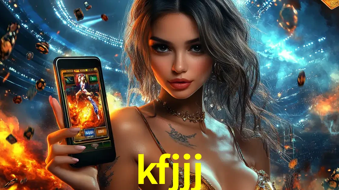 Mulher segurando um celular com um jogo de slot em destaque, tendo como fundo um estádio vibrante, simbolizando a emoção de jogar no cassino móvel kfjjj.